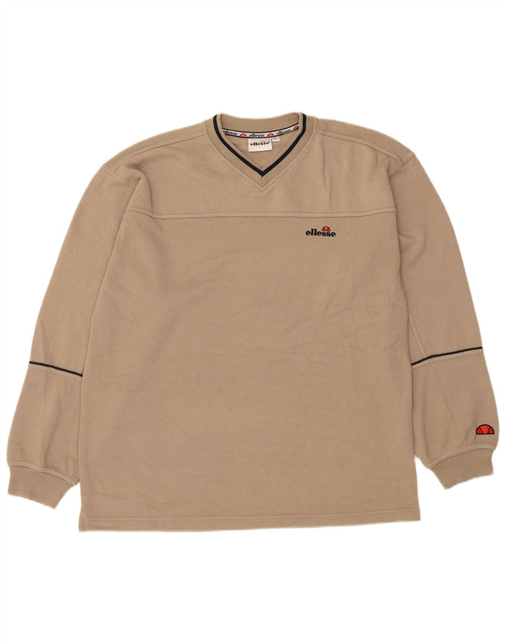 ELLESSE Mens Sweatshirt Jumper Large Beige Polyester