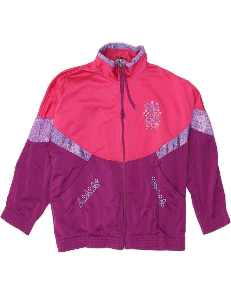 LOTTO Womens Tracksuit Top Jacket UK 14 Medium Pink Colourblock | Vintage Lotto | Thrift | Second-Hand Lotto | Used Clothing | Messina Hembry 