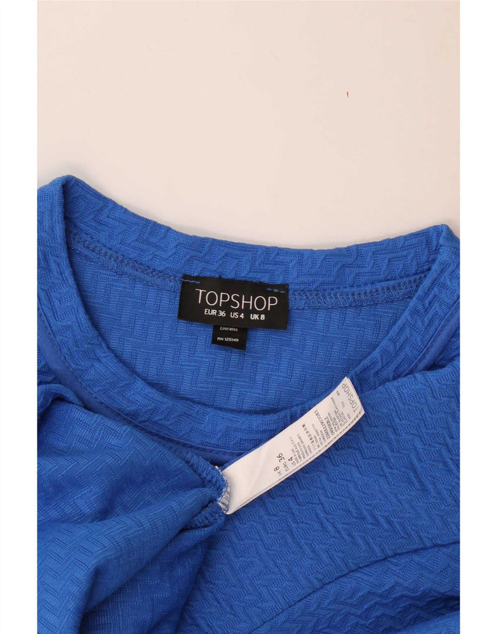 Topshop Womens T-Shirt Top UK 8 Small Blue Polyester
