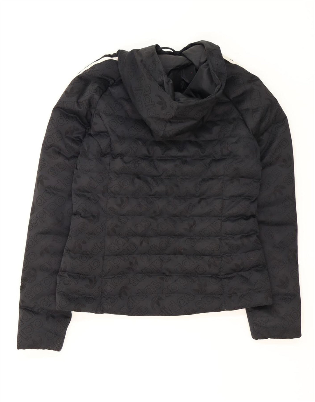 Adidas Womens Graphic Hooded Padded Jacket UK 8 Small Black Polyester