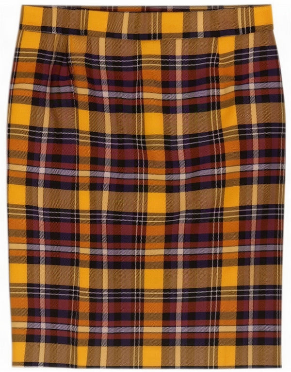 Vintage Womens Pencil Skirt Medium W30 Yellow Plaid