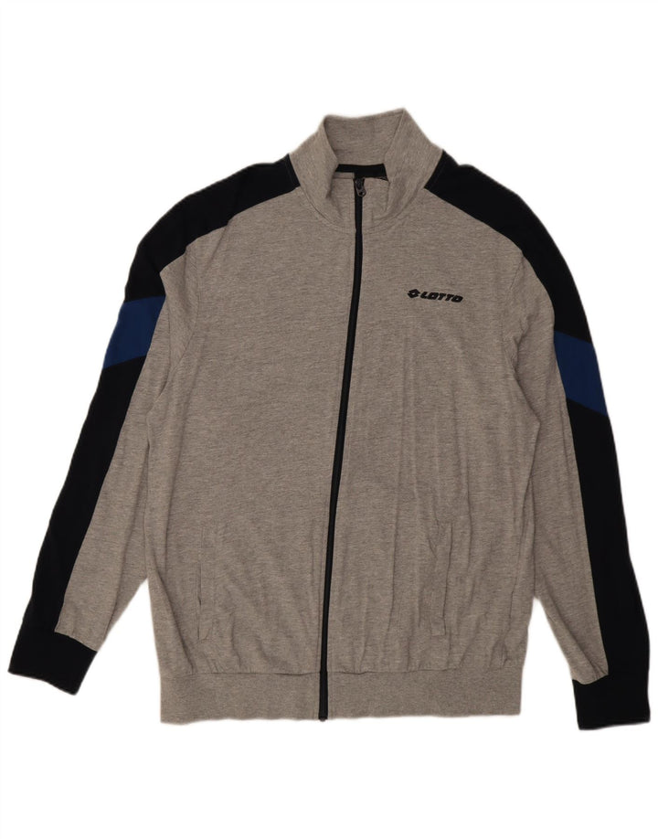 Lotto Mens Tracksuit Top Jacket XL Grey Colourblock Cotton