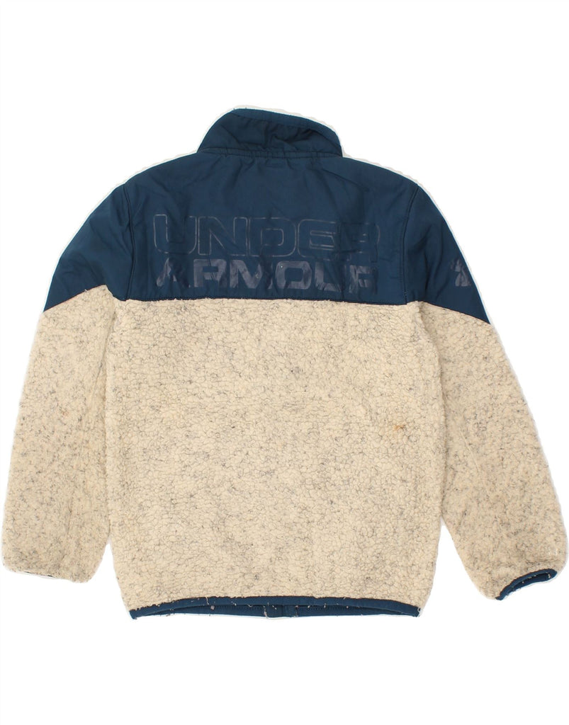 UNDER ARMOUR Boys Fleece Jacket 5-6 Years Beige Colourblock Polyester | Vintage Under Armour | Thrift | Second-Hand Under Armour | Used Clothing | Messina Hembry 