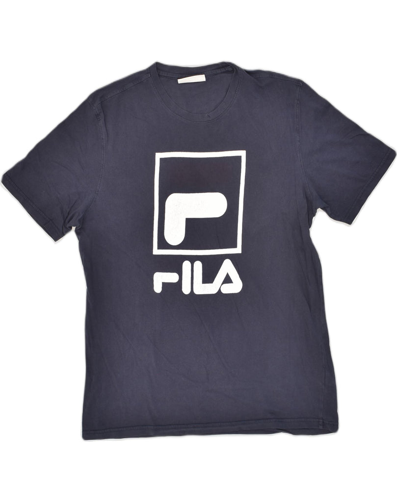 FILA Mens Graphic T-Shirt Top Large Navy Blue Cotton | Vintage Fila | Thrift | Second-Hand Fila | Used Clothing | Messina Hembry 