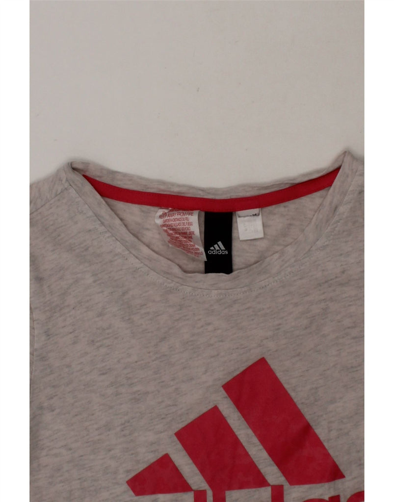 ADIDAS Girls Graphic T-Shirt Top 13-14 Years Grey Vintage Adidas and Second-Hand Adidas from Messina Hembry 