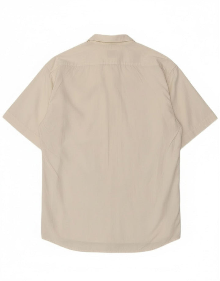 Stefanel Mens Short Sleeve Shirt Medium Off White Cotton