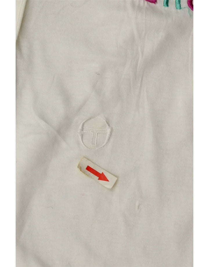 Sergio Tacchini Womens Polo Shirt US 12 Large White Geometric Cotton