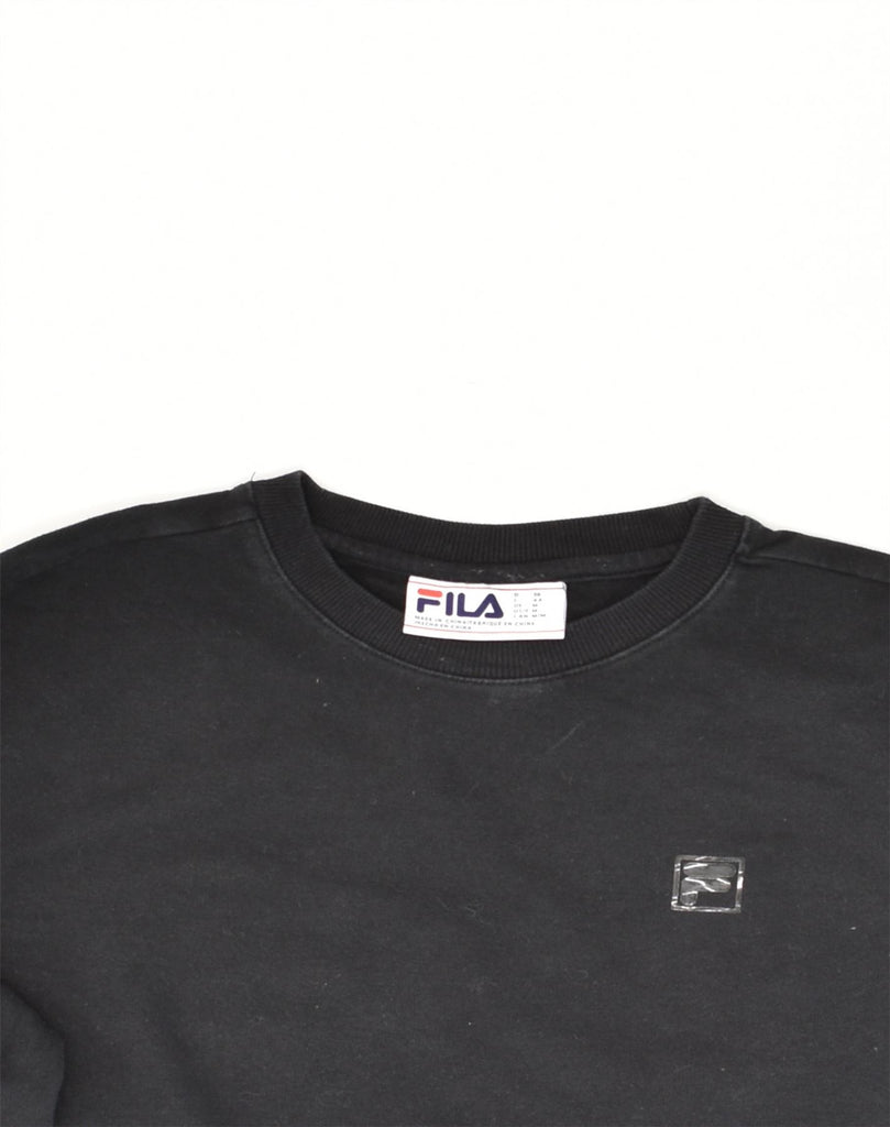 FILA Mens Sweatshirt Jumper Medium Black Cotton | Vintage Fila | Thrift | Second-Hand Fila | Used Clothing | Messina Hembry 