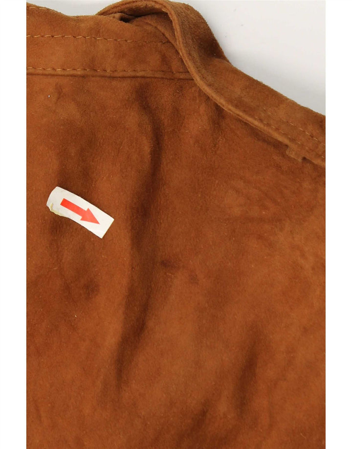 Vintage Mens Suede Bomber Jacket UK 40 Large Beige Leather
