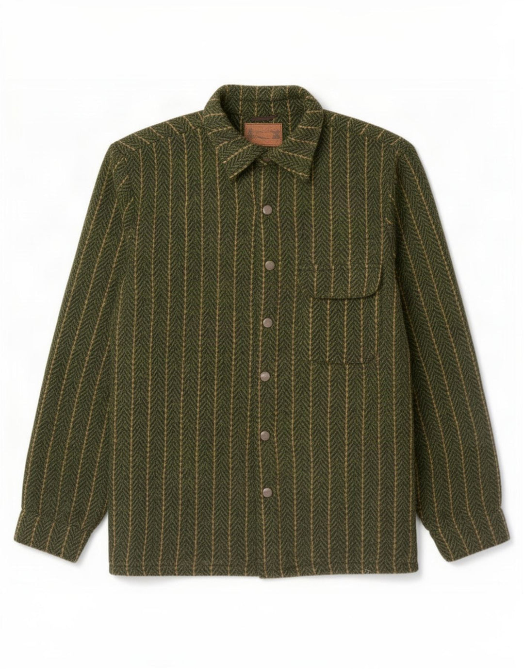 Scout Mens Overshirt Shirt Medium Green Striped Polyester