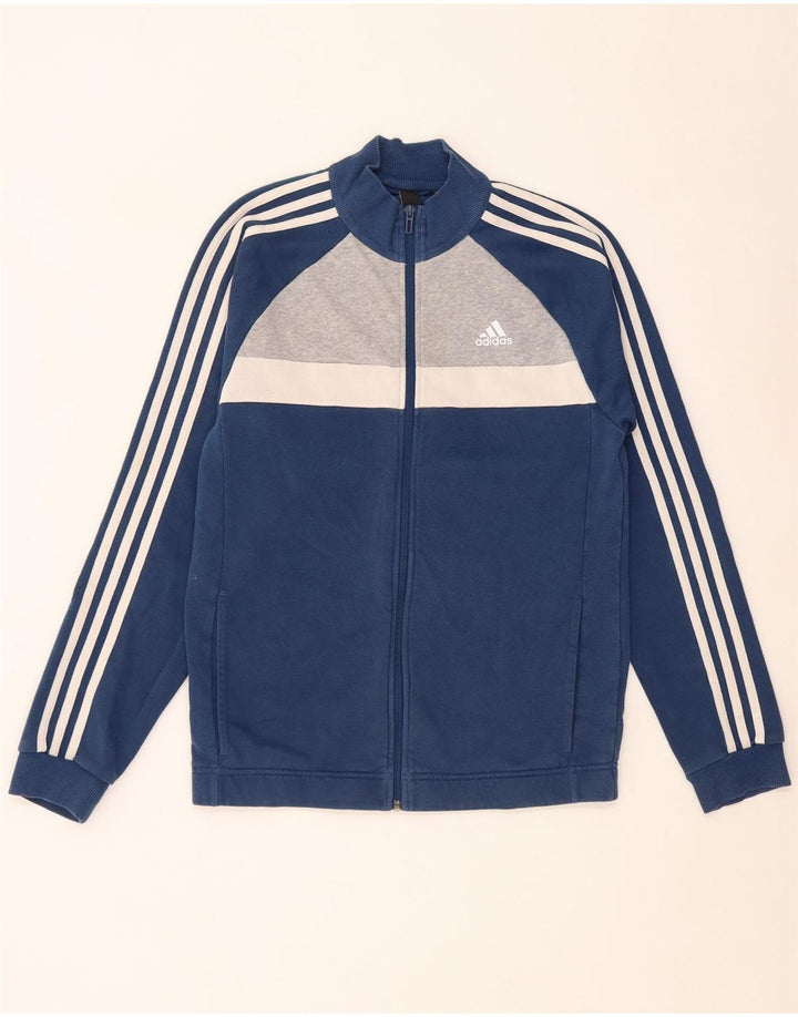 Adidas Mens Tracksuit Top Jacket UK 38/40 Medium Blue Colourblock Cotton