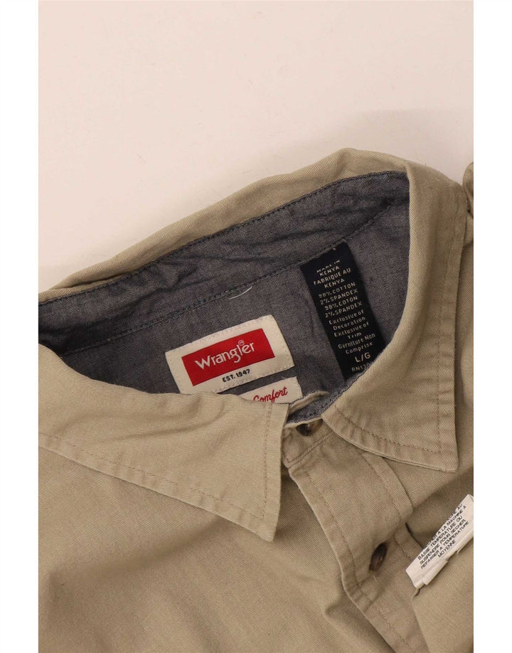 Wrangler Mens Short Sleeve Regular Fit Shirt Large Khaki Cotton