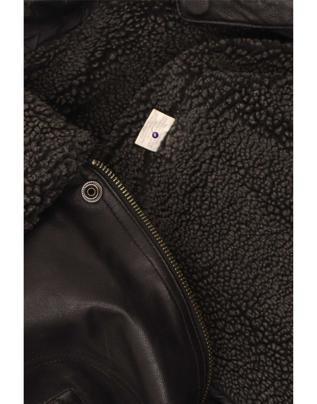 Vintage Mens Faux Leather Bomber Jacket UK 40 Large Black Polyester