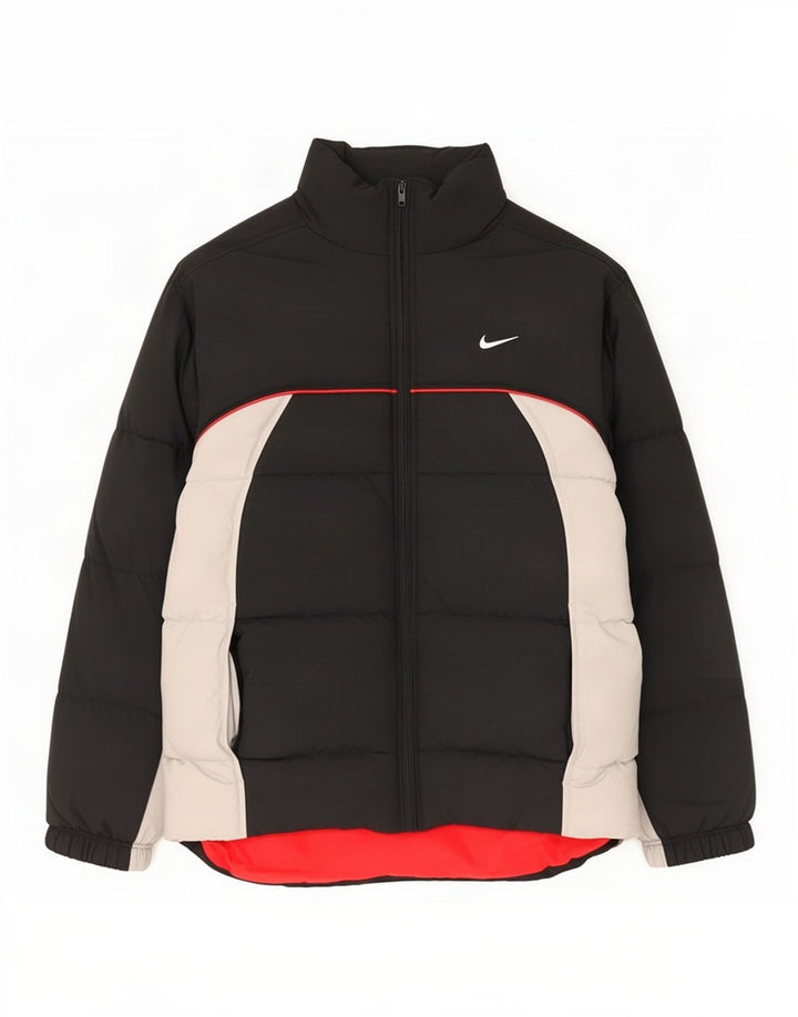 Nike Mens Graphic Padded Jacket UK 36/38 Small Black Colourblock Nylon