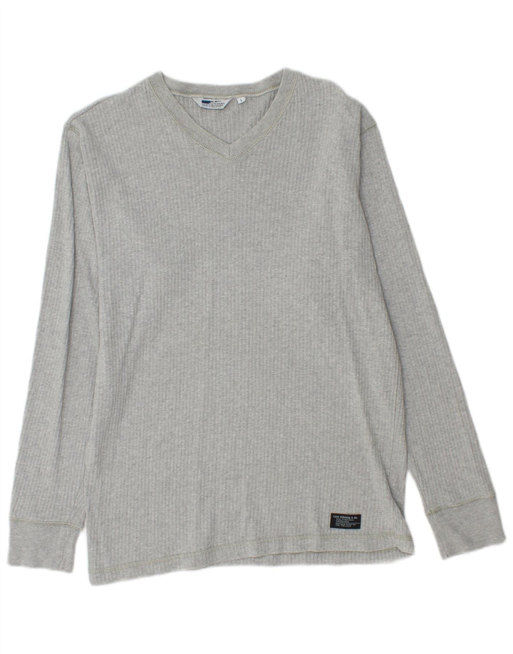 LEVI'S Mens Top Long Sleeve Large Grey Cotton