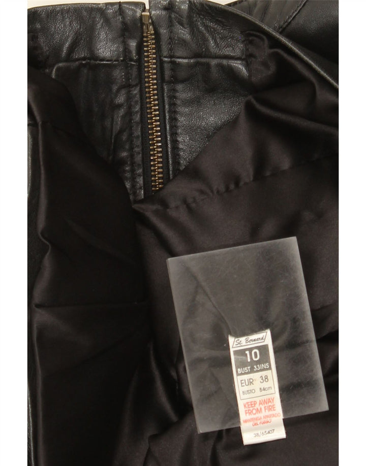 St. Bernard Womens Leather Jacket UK 10 Small Black Leather