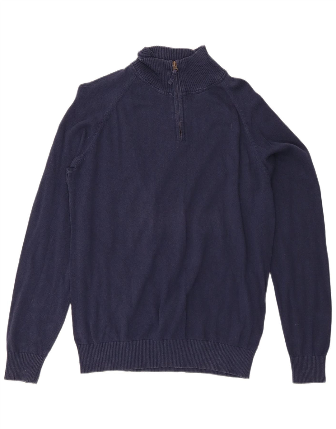 Timberland Mens Regular Fit Zip Neck Jumper Sweater Large Navy Blue Cotton