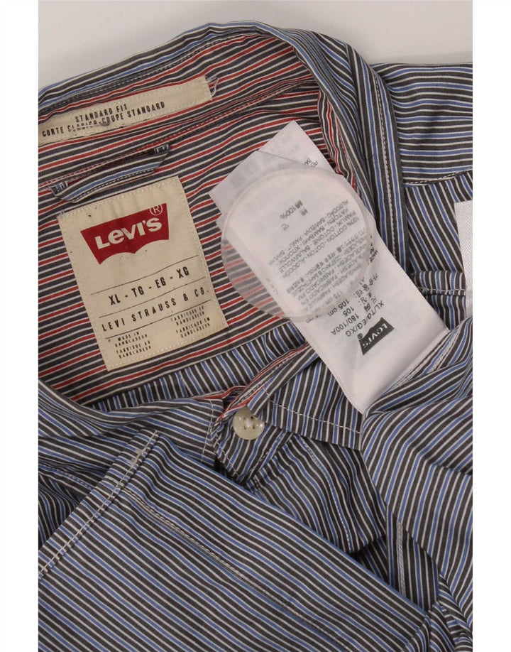 Levi's Mens Standard Fit Shirt XL Blue Striped Cotton