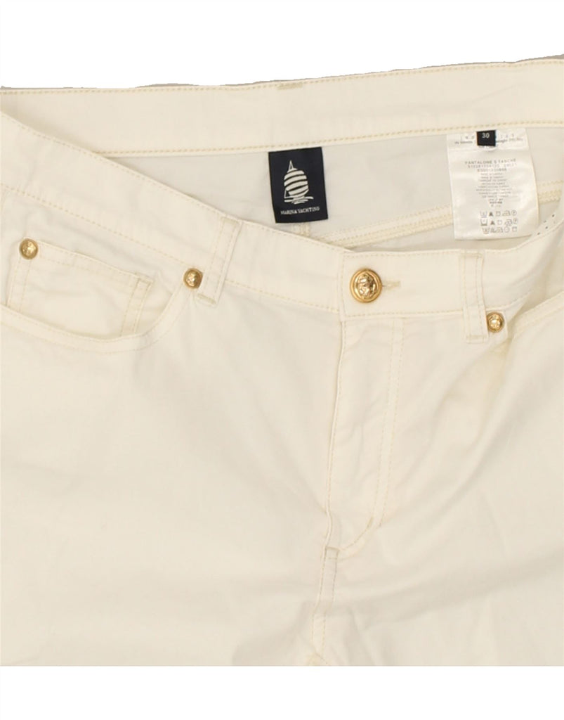 MARINA YACHTING Womens Skinny Jeans W30 L29 White Cotton | Vintage Marina Yachting | Thrift | Second-Hand Marina Yachting | Used Clothing | Messina Hembry 