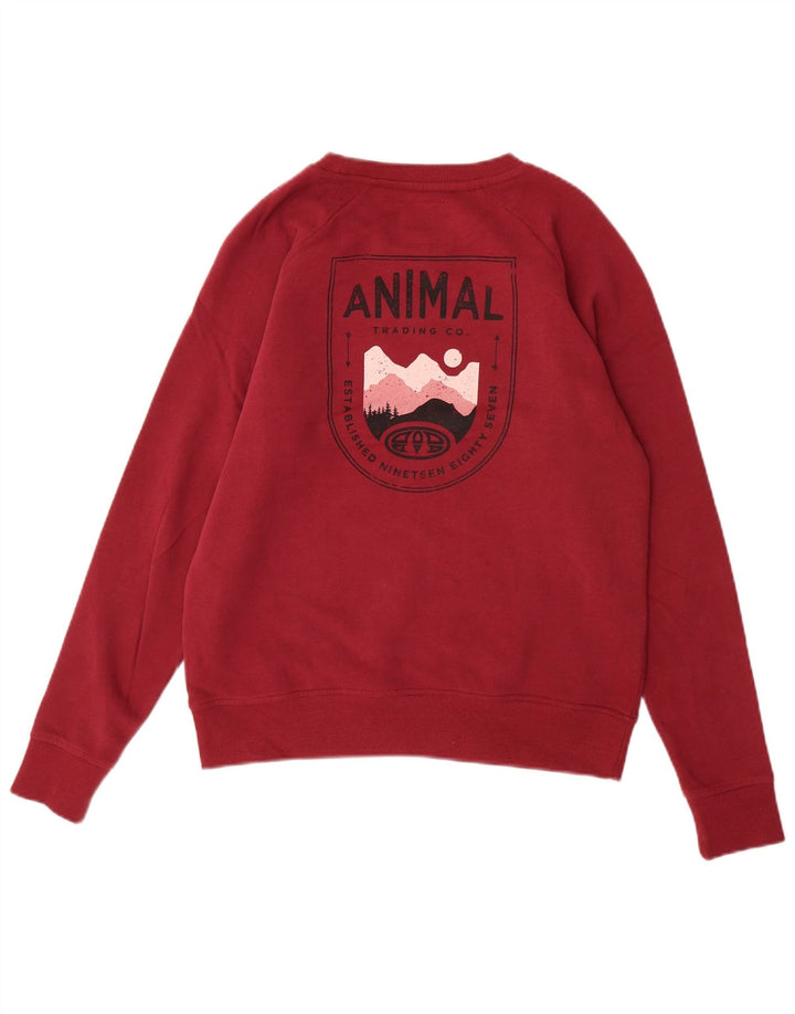 ANIMAL Womens Graphic Oversized Sweatshirt Jumper UK 10 Small  Burgundy