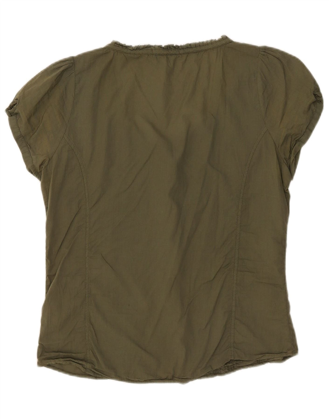 North Sails Womens Short Sleeve Shirt Blouse UK 14 Medium Khaki Cotton