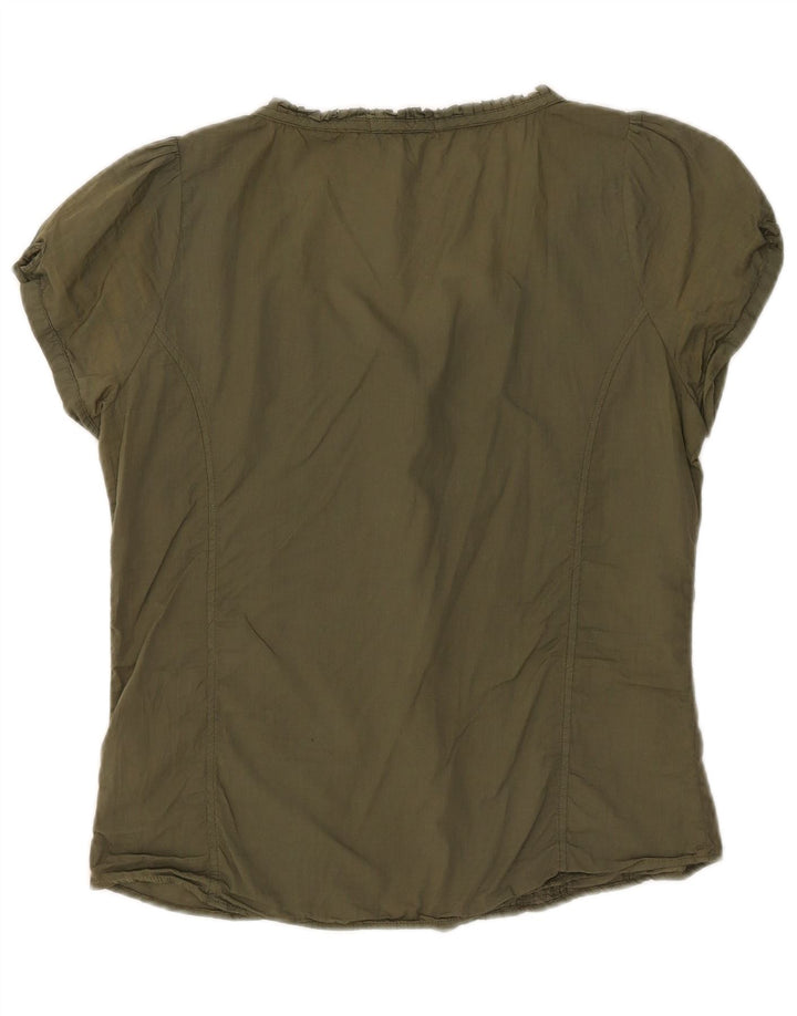 North Sails Womens Short Sleeve Shirt Blouse UK 14 Medium Khaki Cotton