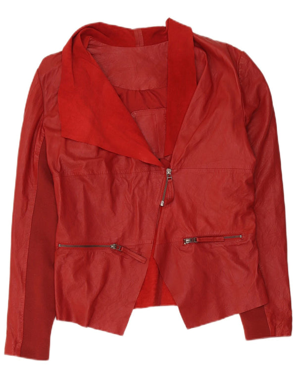 Cigno Nero Womens Leather Blazer Jacket IT 42 Medium Red