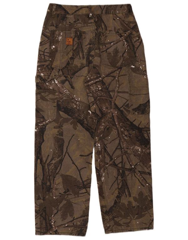 VINTAGE Mens Straight Cargo Trousers Medium W30 L27 Brown Floral