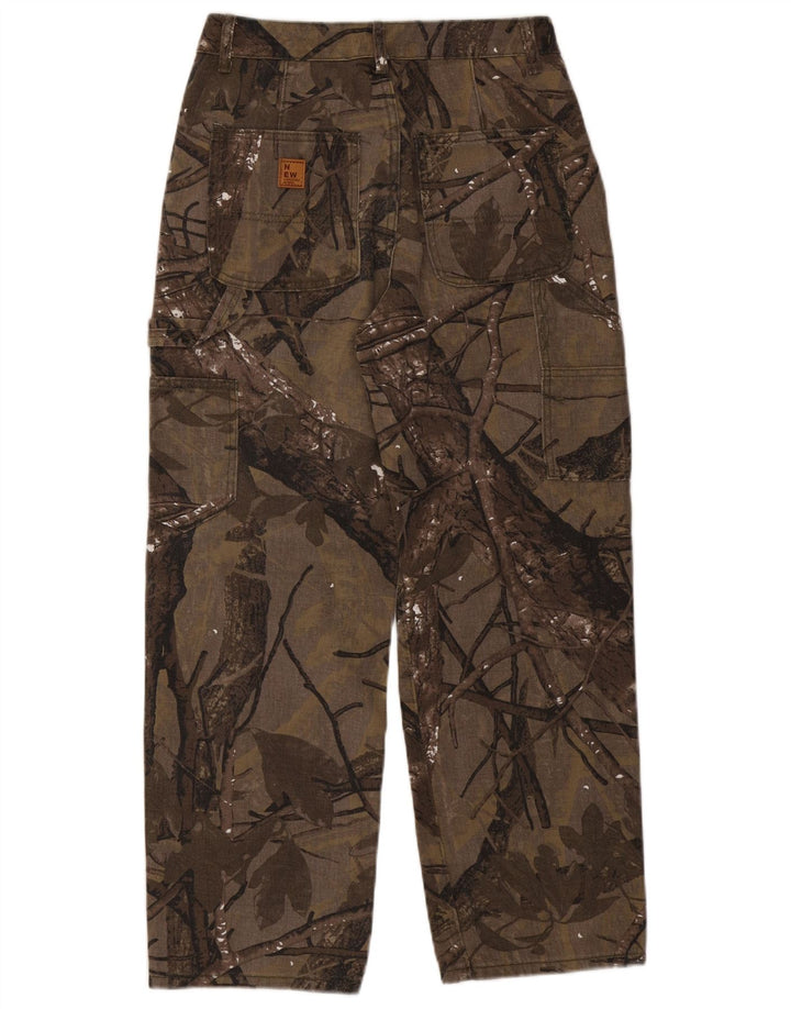 VINTAGE Mens Straight Cargo Trousers Medium W30 L27 Brown Floral