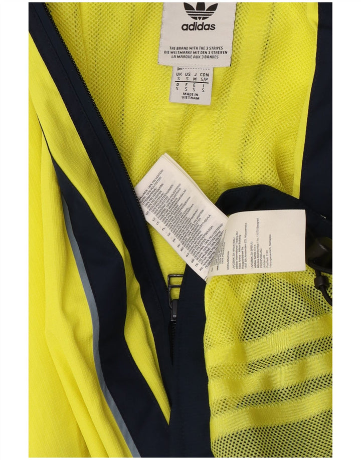 Adidas Mens Hooded Pullover Rain Jacket UK 36 Small Yellow Colourblock