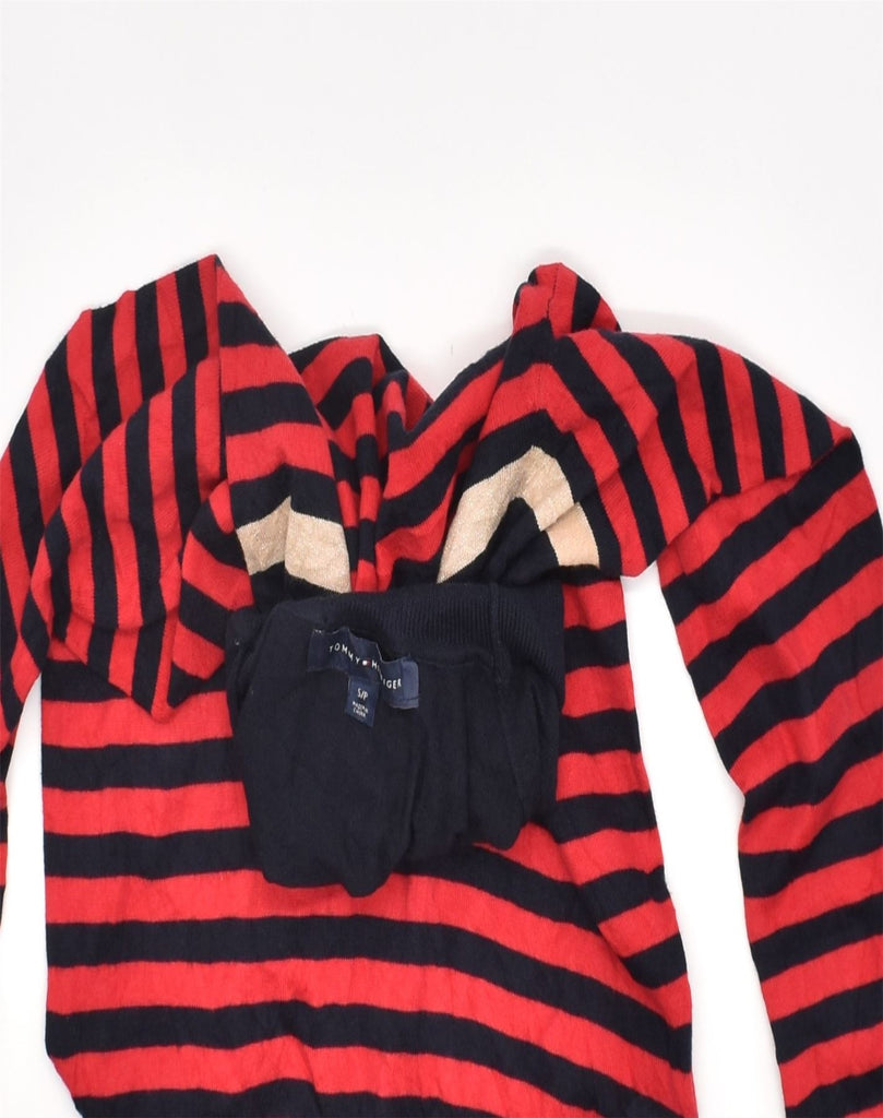 TOMMY HILFIGER Womens Roll Neck Jumper Sweater UK 10 Small Red Striped | Vintage | Thrift | Second-Hand | Used Clothing | Messina Hembry 