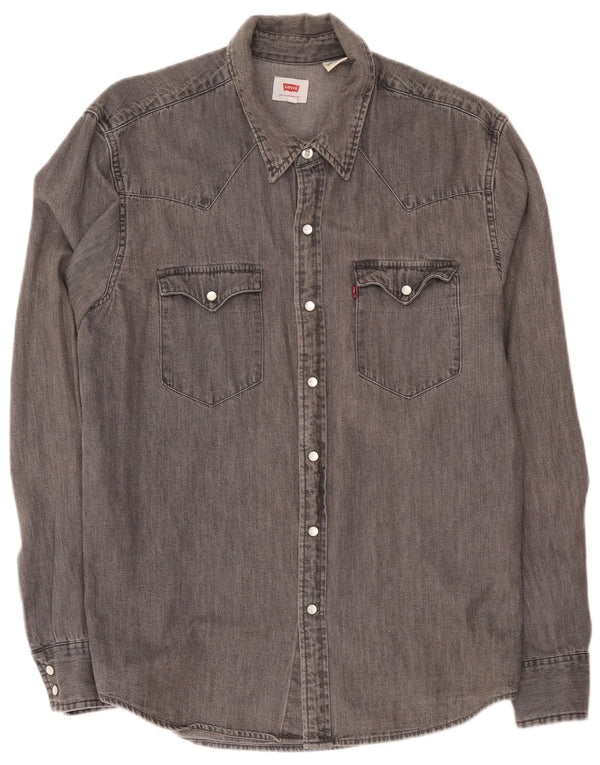 Levi's Mens Denim Shirt Medium Grey Cotton