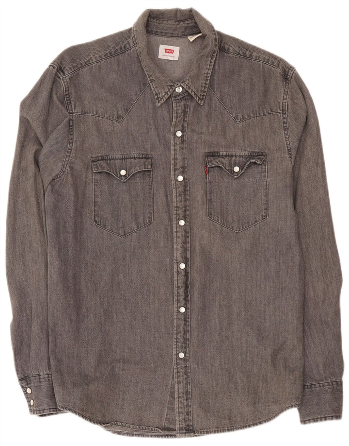 Levi's Mens Denim Shirt Medium Grey Cotton