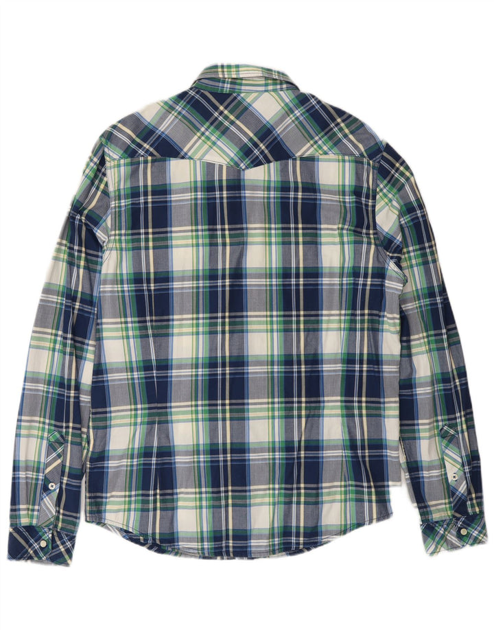 Lee Mens Shirt Large Navy Blue Check Cotton