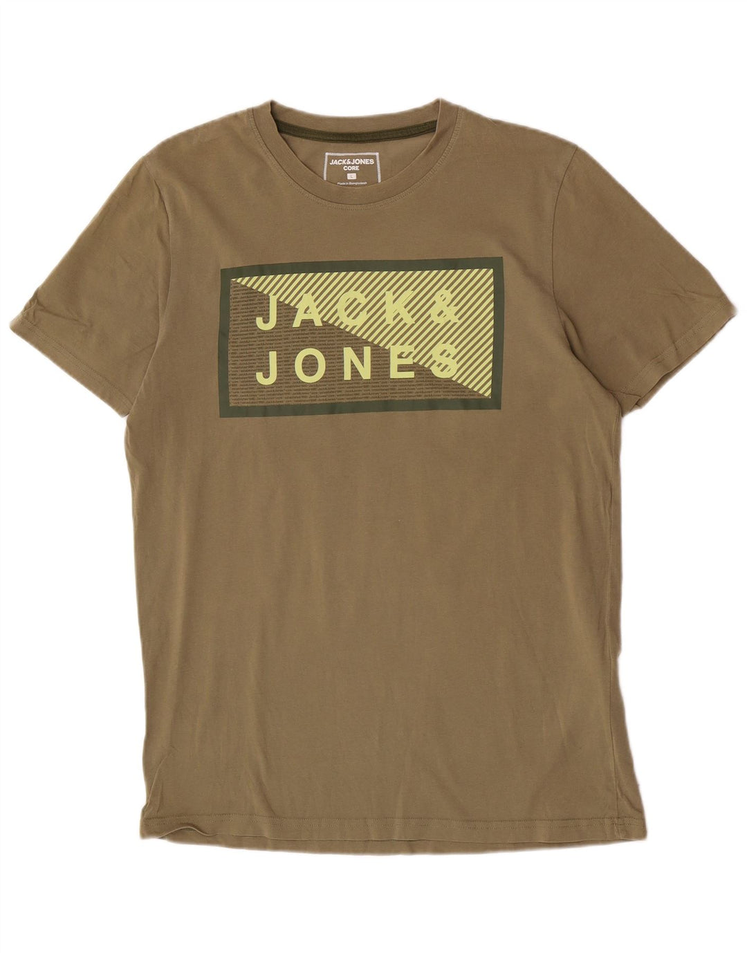 Jack & Jones Mens Graphic T-Shirt Top Large Khaki Cotton