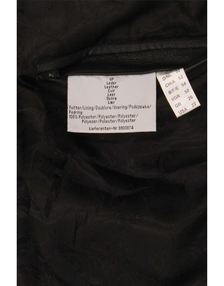 Ulla Popken Womens Leather Coat UK 26 5XL Black Floral