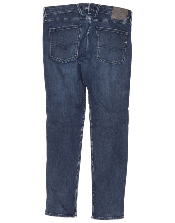 Replay Mens Anbass Slim Jeans W36 L32 Navy Blue Cotton