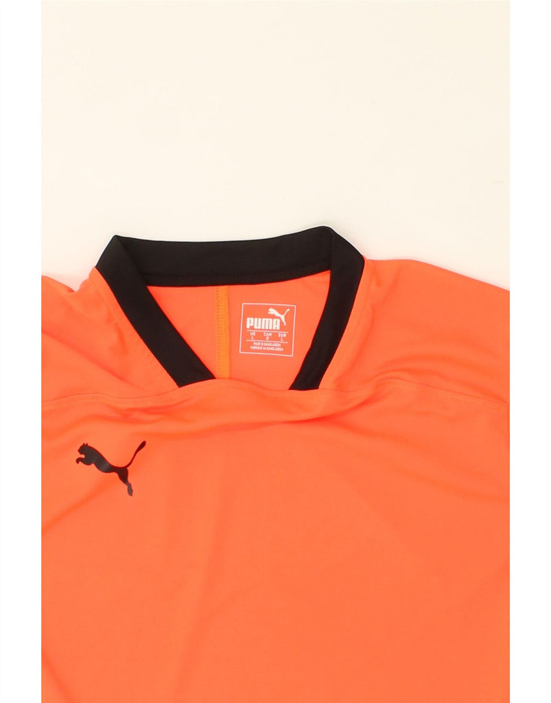 PUMA Mens T-Shirt Top Large Orange Polyester | Vintage Puma | Thrift | Second-Hand Puma | Used Clothing | Messina Hembry 