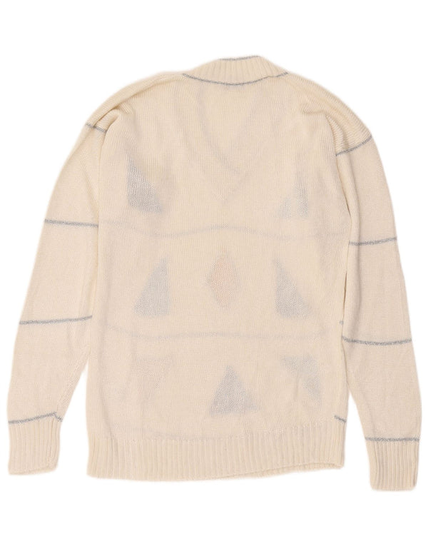 Mc. Dowell Womens V-Neck Jumper Sweater IT 46 Large White Geometric Viscose