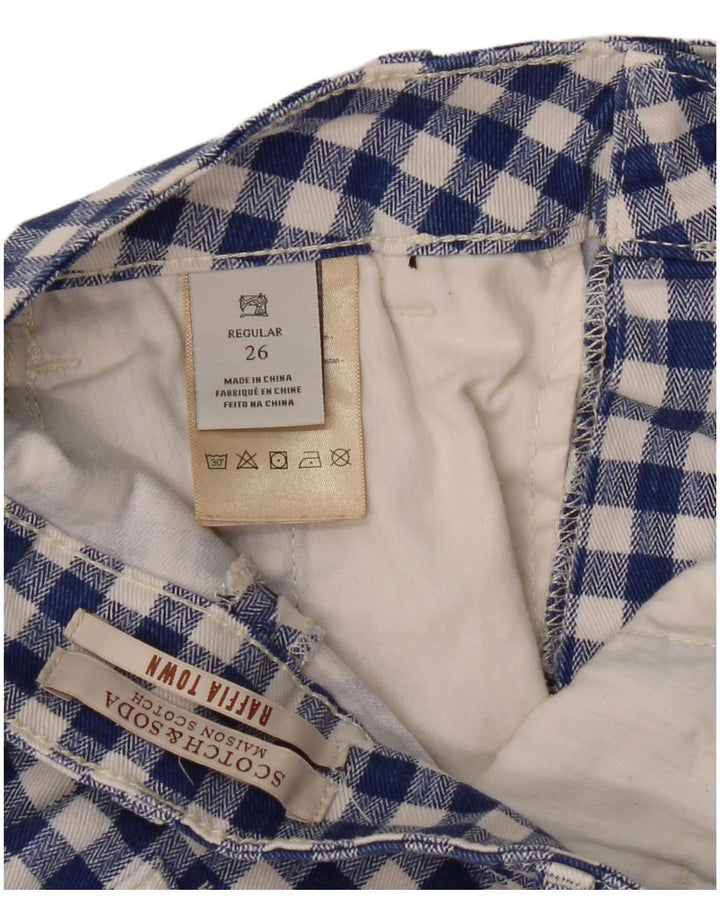 Scotch & Soda Womens Regular Bootcut Chino Trousers W26 L26 Blue Gingham