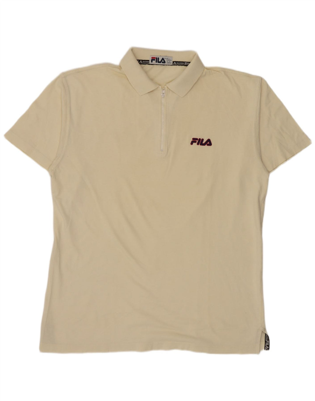 Fila Mens Polo Shirt IT 52/54 Large Off White Cotton