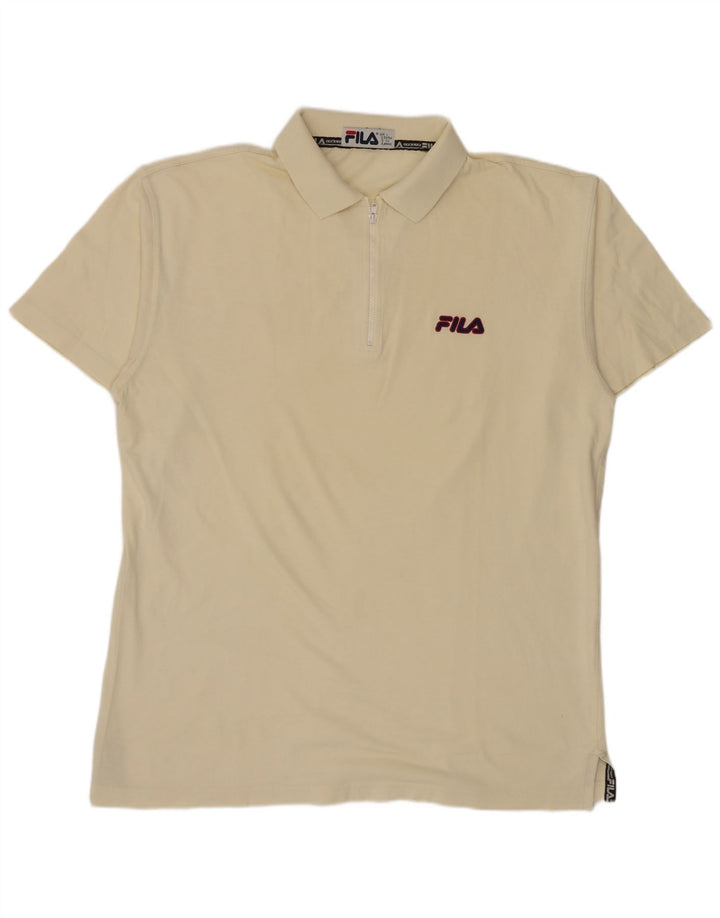 Fila Mens Polo Shirt IT 52/54 Large Off White Cotton