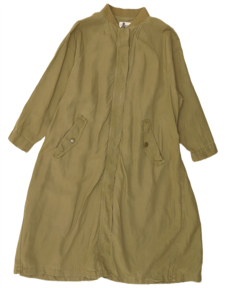 Zara Womens Oversized Overcoat UK 14 Medium Khaki Lyocell