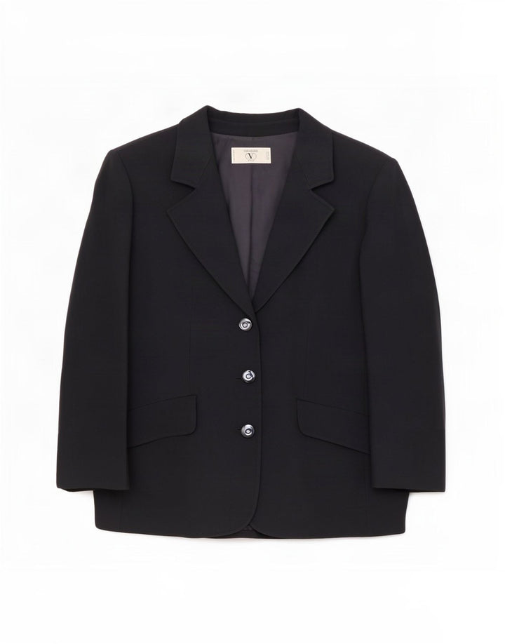 Valentino Womens 3 Button Blazer Jacket UK 16 Large Navy Blue Acetate