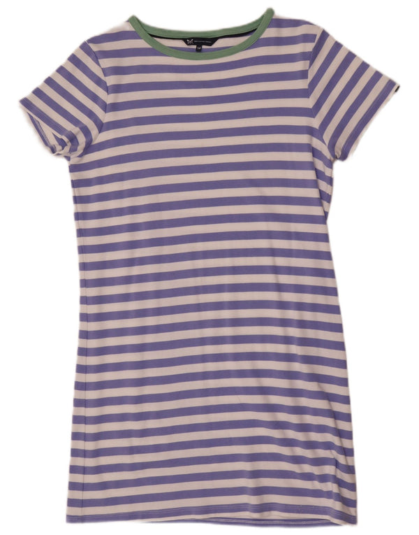 Crew Clothing Womens T-Shirt Dress UK 14 Medium Blue Striped Cotton
