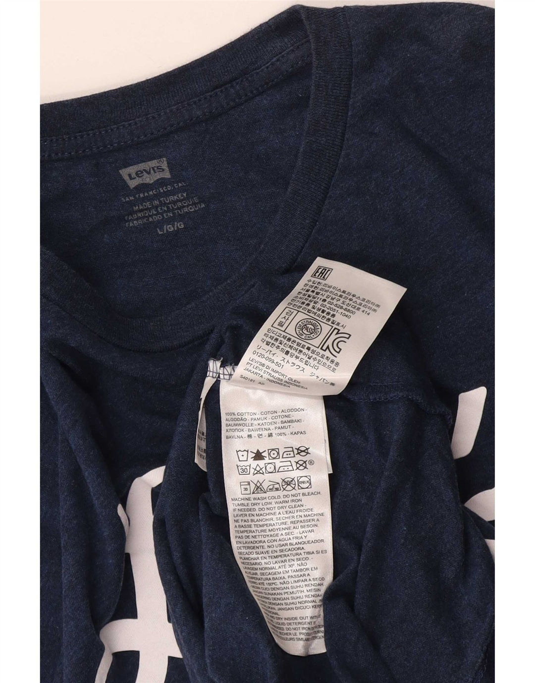 Levi's Mens Graphic T-Shirt Top Large Navy Blue Cotton
