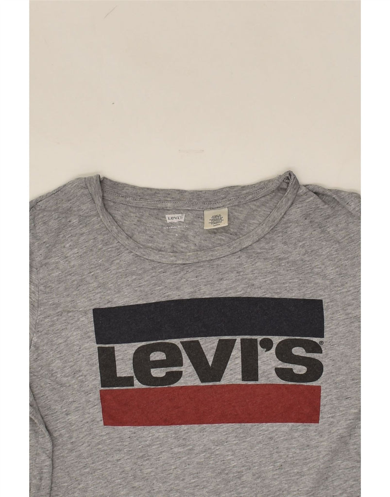 LEVI'S Womens Graphic T-Shirt Top UK 10 Small Grey Cotton | Vintage Levi's | Thrift | Second-Hand Levi's | Used Clothing | Messina Hembry 