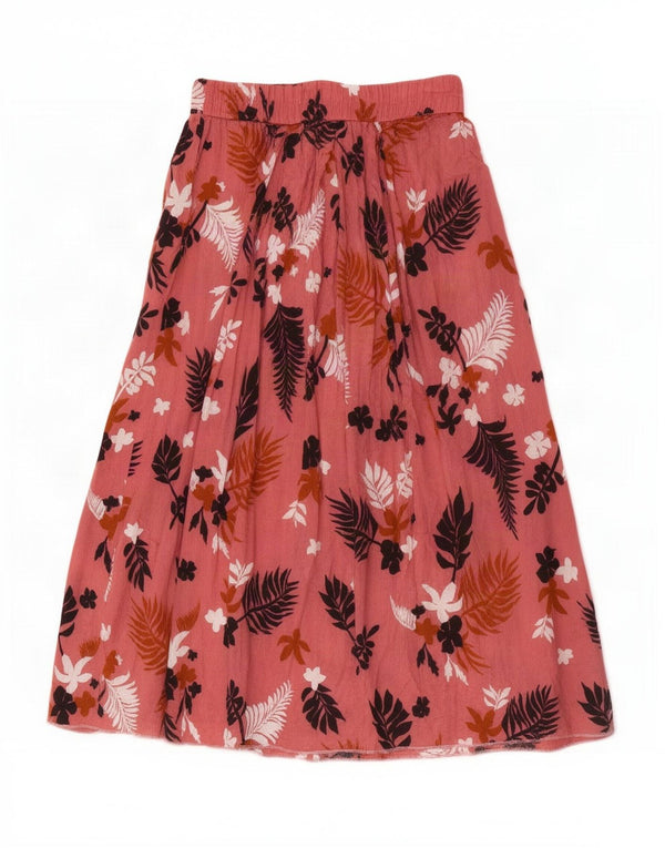 Zara Womens Flared Skirt Small W26 Pink Floral