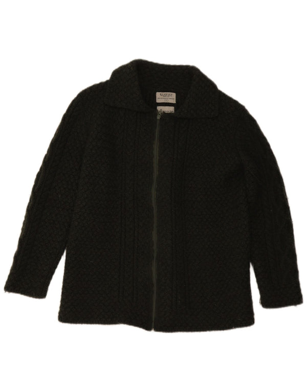 Blarney Woolen Mills Womens Cardigan Sweater UK 16 Large Khaki Merino Wool
