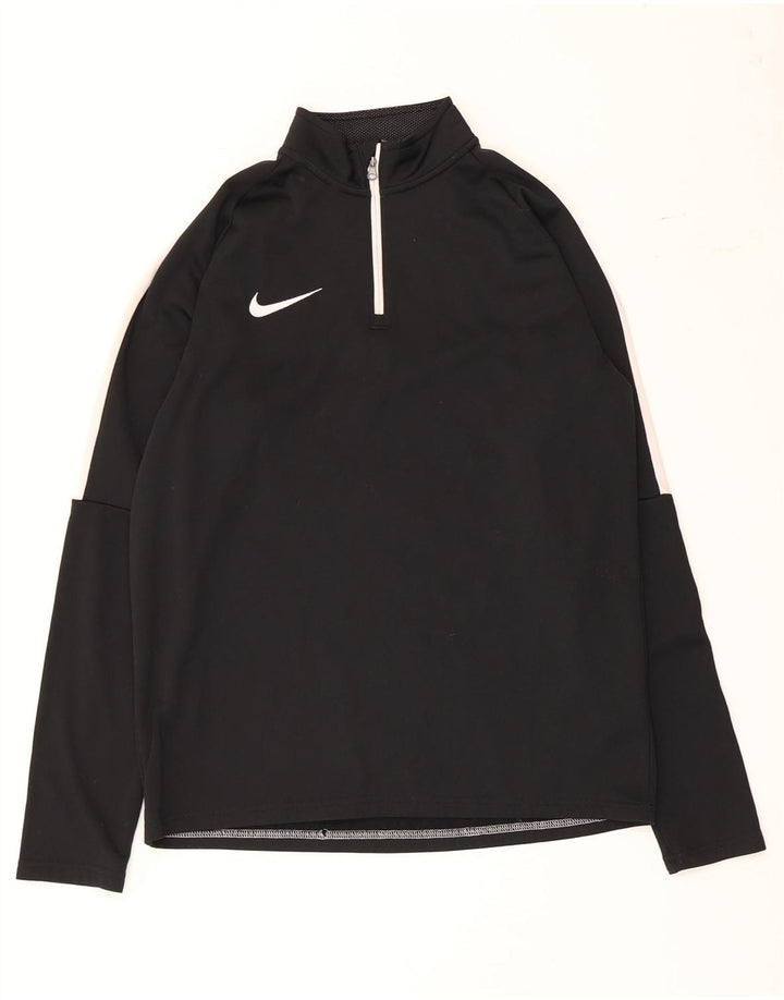 Nike Mens Dri Fit Zip Neck Pullover Tracksuit Top Medium Black Colourblock